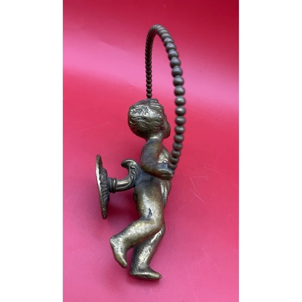 Vintage/Antique Solid Brass Cherub Putto Wall Mount Figure Architectural Decor